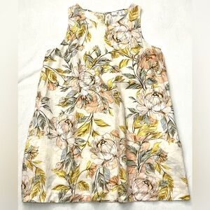 Nicole Miller New York 100% Linen Sleeveless Dress w Pastel Spring Earthy Tones